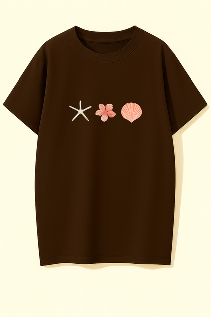 Unisex Oyster Shell Design Printed T-Shirt
