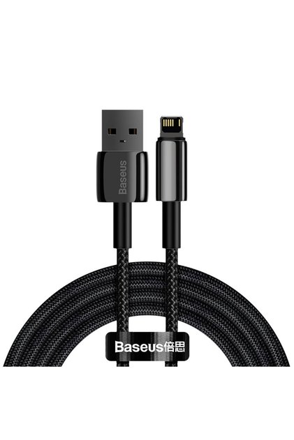 Cablu USB împletit rezistent Lightning pentru iPhone 2.4 A 2 m negru