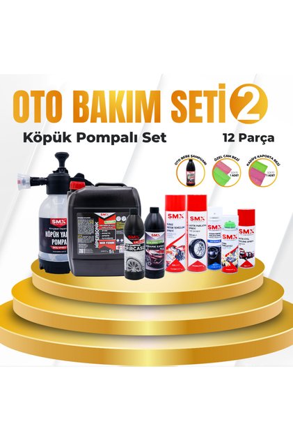 Oto Bakım Seti 2 KÖPÜK Yapıcı Basınçlı Pompa Hediye (11 Parça)