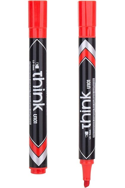 Think 1.5-5 mm Chisel Tip Permanent Marker, Red 1x12
