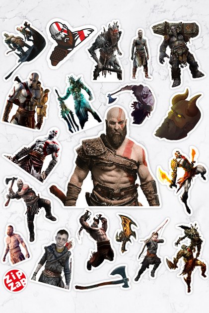 God of War Video Game Phone Laptop Adhesive Foil Sticker Pack (20 Pcs)