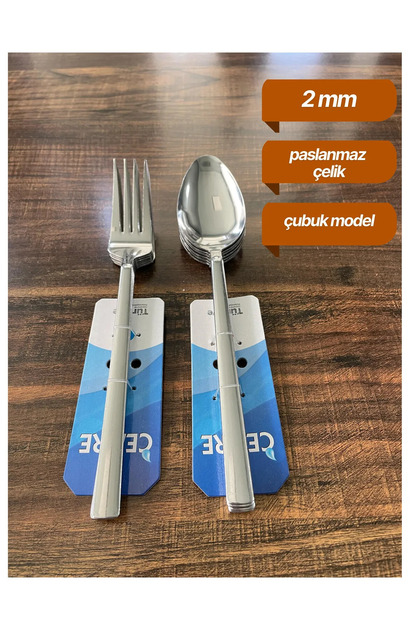 12 Pieces 6 Pieces of Dinner Spoon 6 Pieces of Dinner Fork Total 12 Pieces (Stainless Steel)