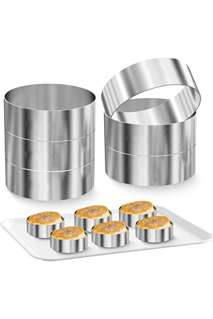 Narcalip Round Hamburger, Omelette Pie Baking Mold Diameter 10cm Depth 3.5cm 6 Pieces