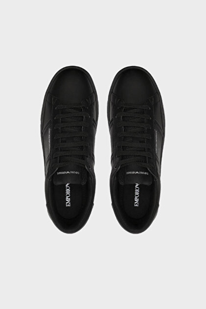 Emporio Armani Logolu Hakiki Deri Sneaker Ayakkabı Erkek AYAKKABI