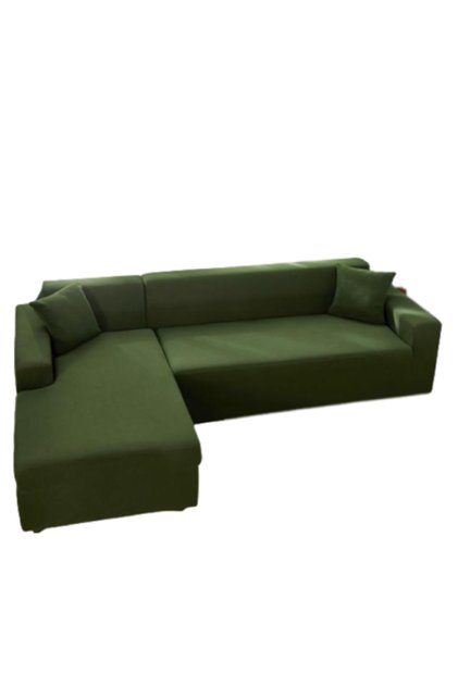 Husă elastică pentru canapea de colț, Jojo Home, Uni, M L, Verde închis