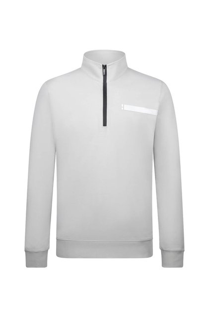 Gray Regular Fit Zippered Half Turtleneck Cotton Sweatshirt