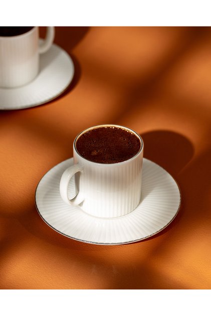Verly 6 Kişilik 12 Parça Kahve Fincan Takımı - Beyaz/Silver - 95 ml