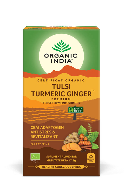Ceai Tulsi (Busuioc Sfant) Turmeric Ghimbir | Ceai Adaptogen Antistres & Revitalizant