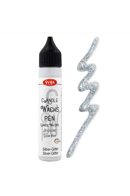 Ceară colorată pentru decorarea lumânărilor, VIVA DECOR, 28 ml, sclipici argintiu