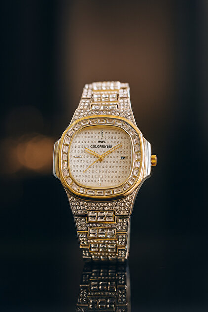 Popular Stone Model Calendar Metal Women's Wrist Watch