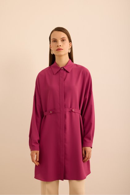 Woven Tunic with Epaulet Detail on the Front