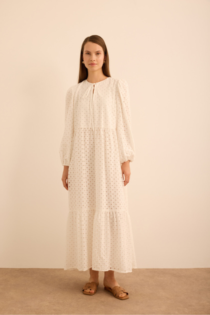 Voluminous Cotton Brode Dress