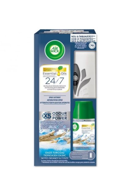 Odorizant de camera Air Wick Freshmatic + Rezerva Oaza Turcoaz, 250ml