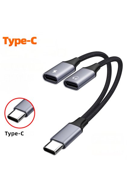 2 İn 1 Çok İşlevli Tpye-c 3,5 mm Kulaklık Adaptörü Şarj Portu Cep Telefonları ve Tabletler için