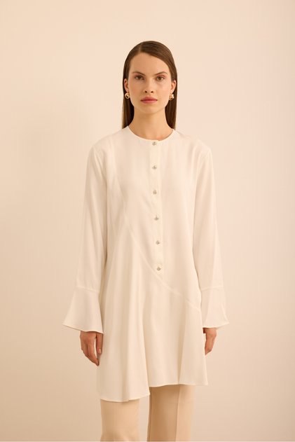 Rayon Viscon Tunic with Sleeve End Flywheel Detail
