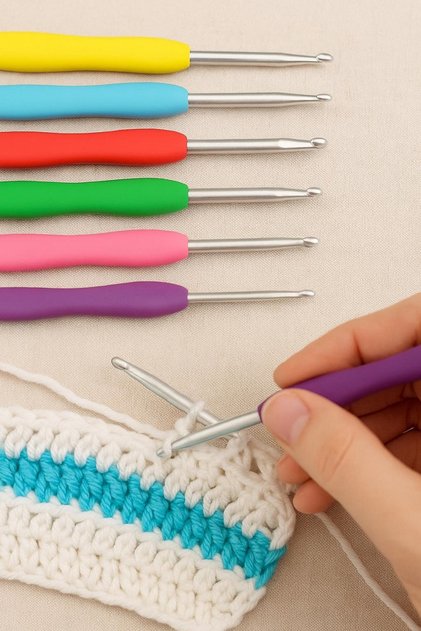 Most Used 7 Different mm Silicone Handle Crochet Set (2-2.5-3-3.5-4-4.5-5 mm)