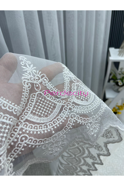 Bamboo Ttm Floor Skirt Embroidered Tulle Curtain Does Not Need Ironing Does Not Wrinkle Suitable for Every Room Sample Fabric Size Is 30X28