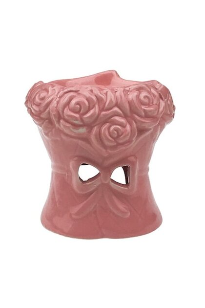 Candela din ceramica, μοντέλο trandafir, 10x10cm, roz