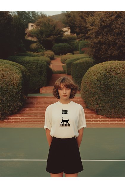 Jazz Club Printed White Oversize T-Shirt Unisex 100% Cotton Crew Neck T-Shirt