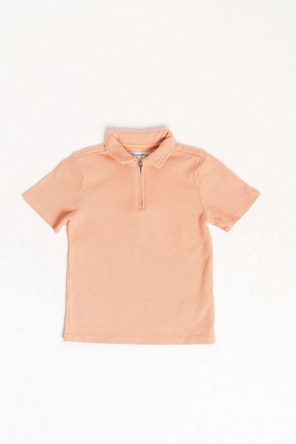 Boys' Plain Zip T-Shirt with Short Sleeves