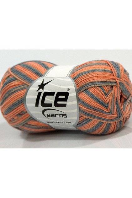 6X50Gr. Baby Summer Color Cotton, Acrylic Orange, Gray Bebe, Summer Yarns, Cotton, Tie-Dye Patterned