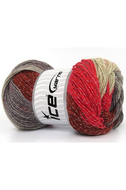 Lot of 4 X 100Gr Skeins Ice Yarns Magic Glitz Yarn Cream Grey Light Maroon Red Copper