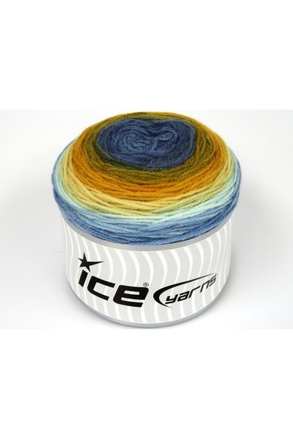 2X150Gr. Cakes Wool Dk Wool, Premium Acrylic Blue Shades, Mint Green, Gold Tones Winter, Wool, Bat