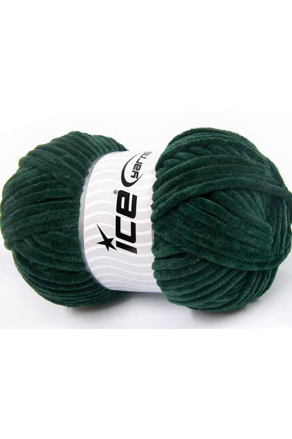 Lot of 4 X 100Gr Skeins Ice Yarns Chenille Baby (100% Microfiber) Yarn Dark Green