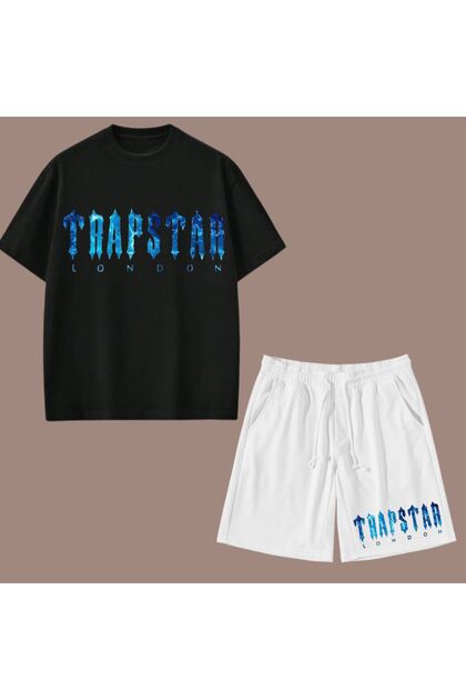 Blue Printed Unisex Shorts and T-Shirt Set for Women and Men