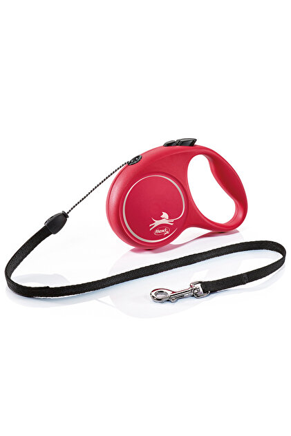 Lesa retractabila Flexi, retractabila, marimea M, 8m/12kg, Rosu