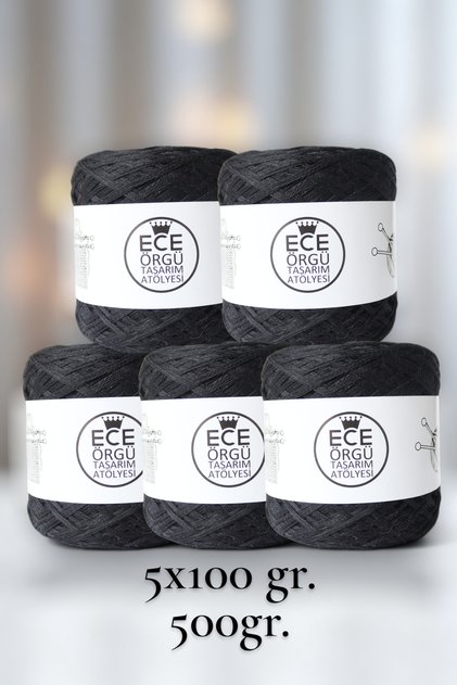 Siyah çok katlı italyan merserize koton el örgü ipi (500 gr.)