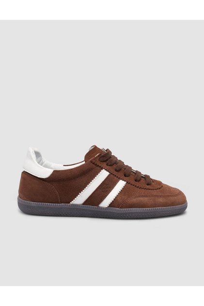 100% Genuine Leather Brown Lace-Up Women's Sneakers