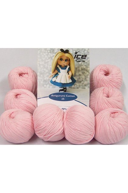 8X25G. Amigurumi Cotton 25 Cotton, Acrylic Baby Pink Baby, Summer Yarns, Cotton, Crochet, Plain I