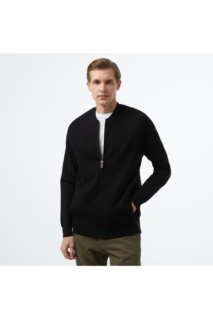 Erkek Siyah Regular Fit Hırka