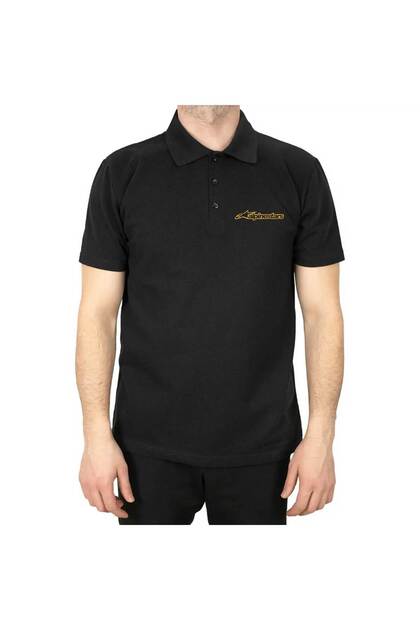 Polo Neck Alpinestars Logo Gold Black T-Shirt