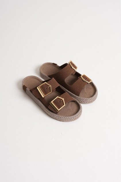 Brown Women's Rope Leather Powder Slippers