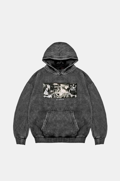 Picasso Guernica Printed Washable Black Hoodie