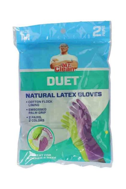 2-Pair Reusable Duet Latex Gloves Medium