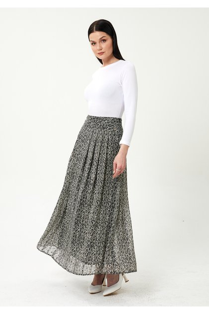 Premium Maxi(100cm) Size Patterned Self Satin Striped Chiffon Skirt