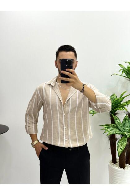 Men's New Season Striped Cotton Linen Shirt