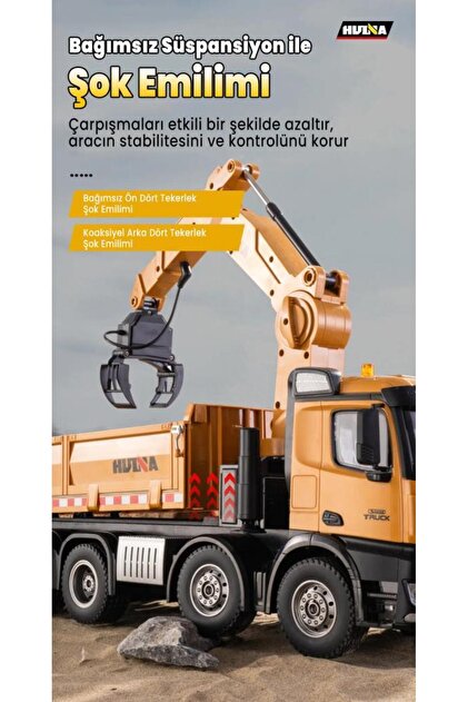 Huina 1538 1/14 26CH 8x4 Damperli Kamyon RC Kumandalı İş Makinesi