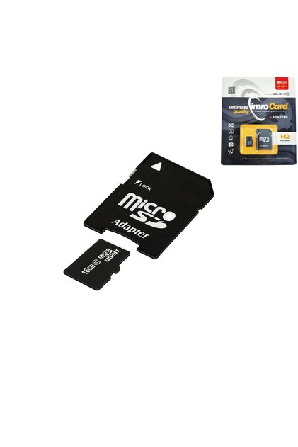 Card de memorie microSDHC UHS-I, 16GB Clasa 10 cu adaptor, în blister