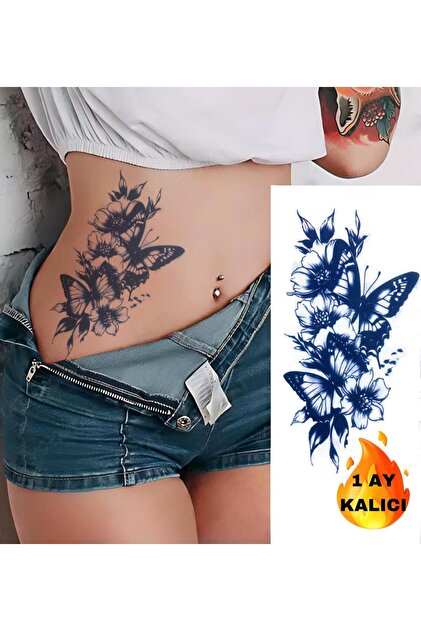 1 AY KALICI KELEBEK GÜL ÇİÇEK KOL BİLEK VUCUT İÇİN GEÇİCİ DÖVME