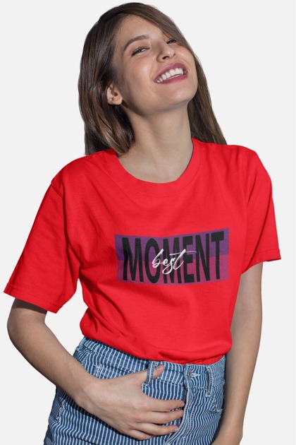 Women's Best Moment Transfer Printed Round Neck Short Sleeve T-Shirt