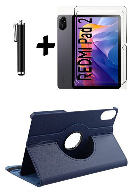 Xiaomi Redmi Pad 2 11 Inç 2025 360° Dönebilen Standlı Tablet Kılıfı Ekran Koruyucu ve Kalem Seti