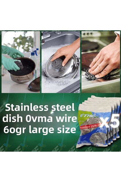 Industrial Stainless Scrubbing Wire/Ball Wire - (60Gr) 5 Pcs