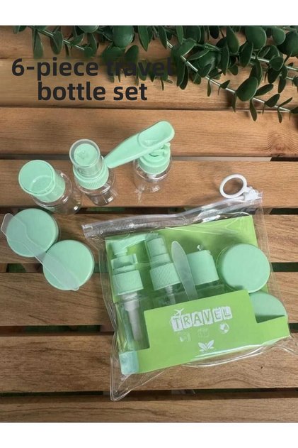 6 Pieces Seyehat Set with Clear Bag Cosmetic Bottles Set Empty Travel Shampoo Bottles Set