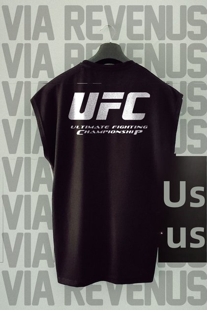 Ufc / Ultimate Fighting Championship Front and Back Printed 100% Cotton Zero Sleeve Sports Tshirt