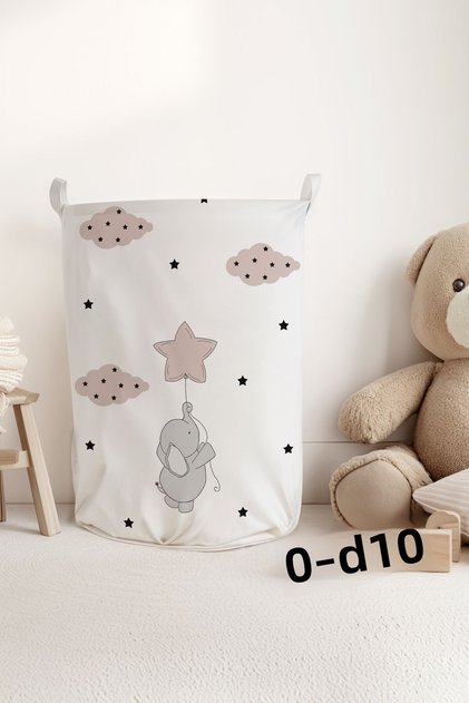 Gray Elephant Kids and Baby Room Organizer Toy or Dirty Laundry Basket Tlas-133