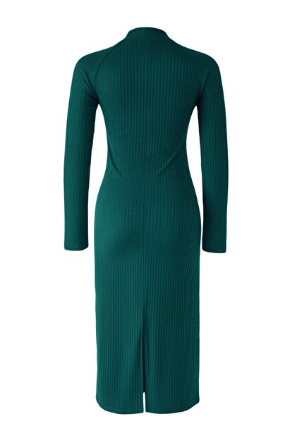 strapless open back dress Dark Green Knitted Long Sleeve Midi Dress main image 1